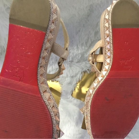 Christian Louboutin Beige Studded Sandals - Picture 7 of 12